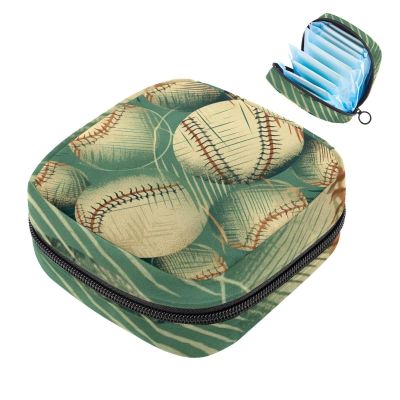 Baseball Ball Background Period Pouch, Portable Tampon Storage Bag for Sanitary Napkins, Tampon Holder for Purse Feminine Product Organizer, First Period Gifts for Teen Girls School