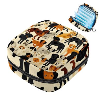 All Kinds of Dogs Sanitary Napkin Storage Bags Menstrual Cup Pouches Nursing Pad Holder Tampon Bags