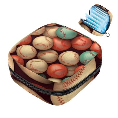 Baseball Ball Background Period Bag, Sanitary Napkin Storage Bag, Portable Period Bags for Teen Girls Period Small Pouch Pad Bag for Feminine Products