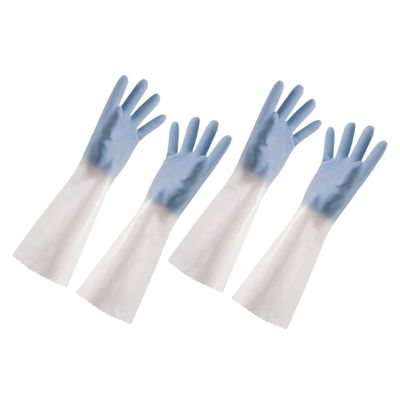 COOLHIYA 2pairs Food Service Gloves Cooking Gloves Household Cleaning Latex Flannelette Long Cuffs Non-slip Design