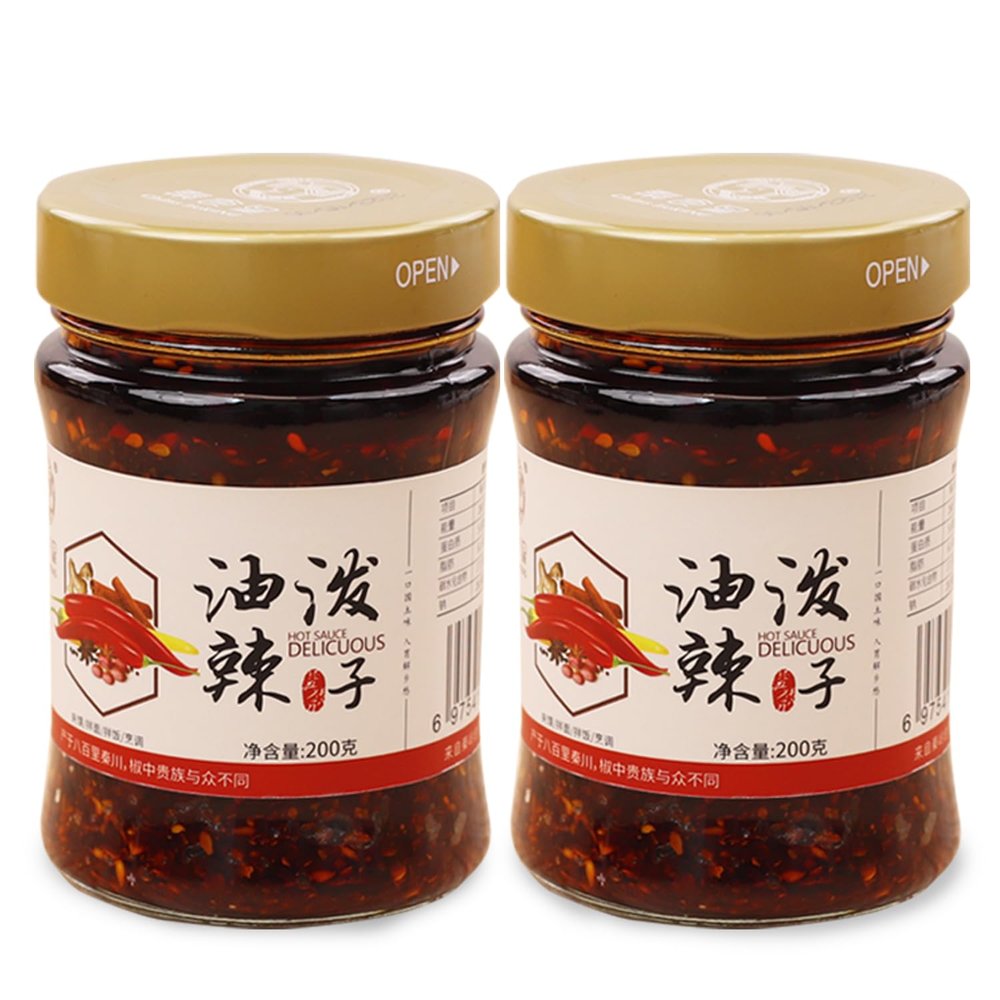 Chins licKING Chili Oil,Chili Crisp Oil,Natural Flavor Sauce 7.05oz/200g(Pack of 2)