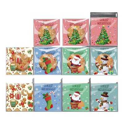 100Pcs Christmas Sugar Cookies Bag DIY Candy Bag with Santa Claus Packaging Festive Treats for Gifting