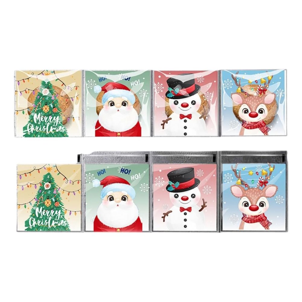 100Pcs Christmas Sugar Cookies Bag DIY Candy Bag with Santa Claus Packaging Festive Treats for Gifting