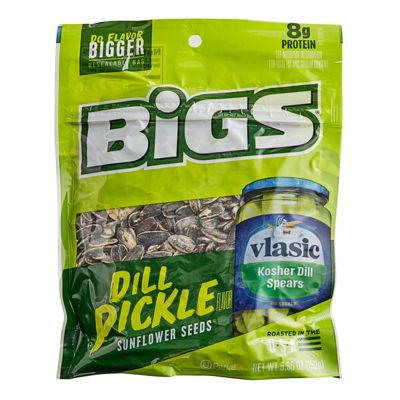 BIGS Vlasic Dill Pickle Flavored Whole Sunflower Seeds 5.35 oz. - 12/Pieces WS-113BIG220-NPF