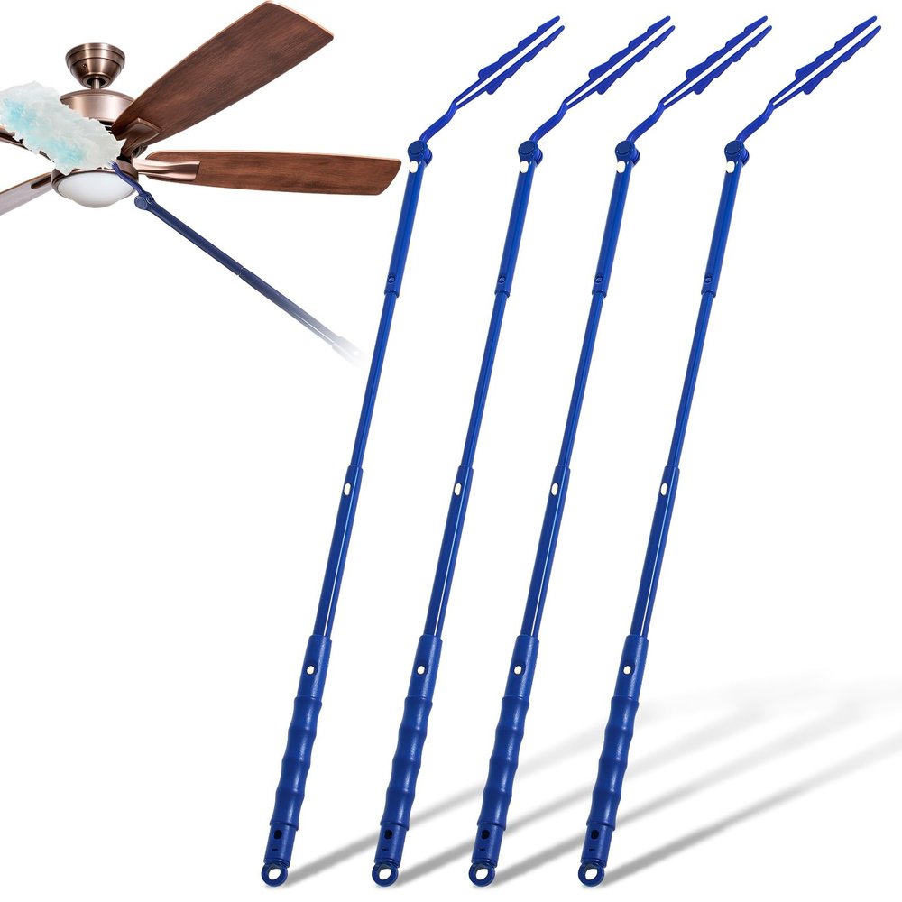 Colingmill 4 Pcs 3 ft Replacement Handles Compatible with Swiffer Duster Refill, Extended Handle, Removal Duty, Adjustable Length for Home Fan Window Cleaning (Blue)