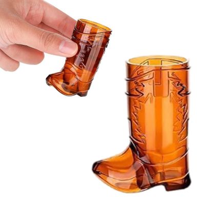 12 Pcs Western Cowboy Boot Shot Glasses, Mini Plastic Boot Shot Glass, Transparent Mini Cups, Reusable Plastic Boot Cups for Cowboy Cowgirl Western Theme Party Supplies (Brown)