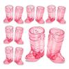 12 Pcs Western Cowboy Boot Shot Glasses, Mini Plastic Boot Shot Glass, Transparent Mini Cups, Reusable Plastic Boot Cups for Cowboy Cowgirl Western Theme Party Supplies (Pink) view 1