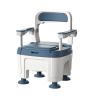 Adjustable Commode Toilet Chair, Mobile Portable Adult Toilets, Bedside Commode Seat with Handles, Bedside Toilet Chair Potty Chair, Ideal for Elderly,Blue view 1
