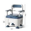 Adjustable Commode Toilet Chair, Mobile Portable Adult Toilets, Bedside Commode Seat with Handles, Bedside Toilet Chair Potty Chair, Ideal for Elderly,Blue view 2