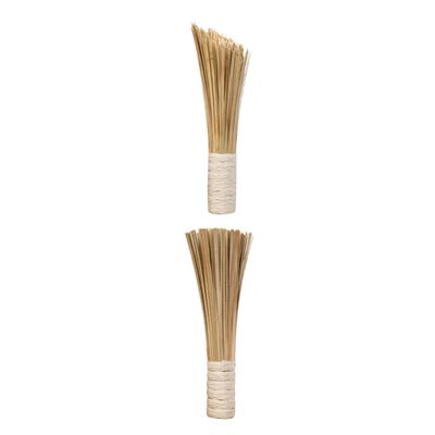 BCOATH 2pcs Strong Decontamination Bamboo Kitchen Brush Dish Brush for Frying Wok