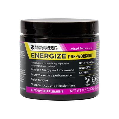 BODi Energize Pre Workout Powder - Beta-Alanine, Quercetin & Low-Dose Caffeine Formula for Enhanced Energy & Focus, Increase Energy & Endurance Supplement, Mixed Berry, 40 Servings