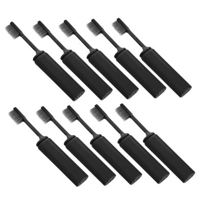 NOLITOY 10pcs Portable Toothbrush Travel Toiletries Bristles Soft Brush Heads Collapsible for School Camping Business Trip