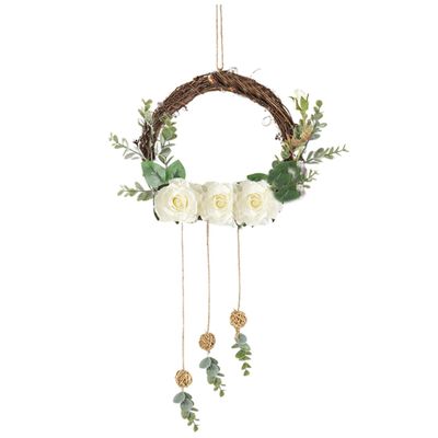 Cabilock Peony Garland Hanging Decoration Colorful Faux Flower Wall Door Decor for Home Wedding Festival Parties Beautiful Rattan and Cloth Design White