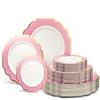 " OCCASIONS " 120 Plates Pack,(40 Guests) Premium Wedding Party Disposable Plastic Plates Set - 40 x 10.5'' + 40 x 8'' + 40 x 6.5" (Imperial Light Pink & Gold) view 1