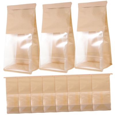 WATIIFUFU 50pcs Transparent Window Paper Bakery Bags for Bread and Toast Kraft Paper Bags with Stable Bottom for Take-out Orders and Packaging