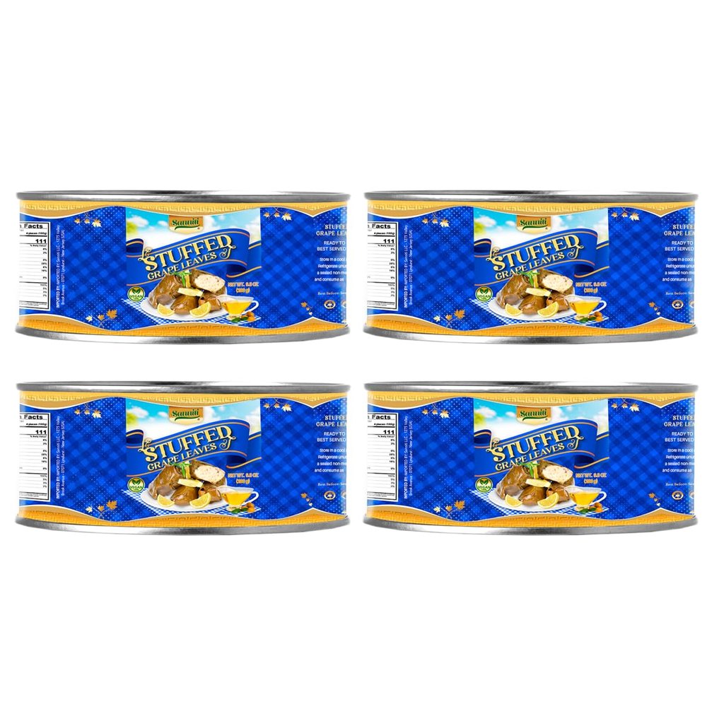 Sanniti Dolmas Stuffed Grape Leaves | Ready to Eat | Easy Peel Open Can, 9.8 oz (Pack of 4)