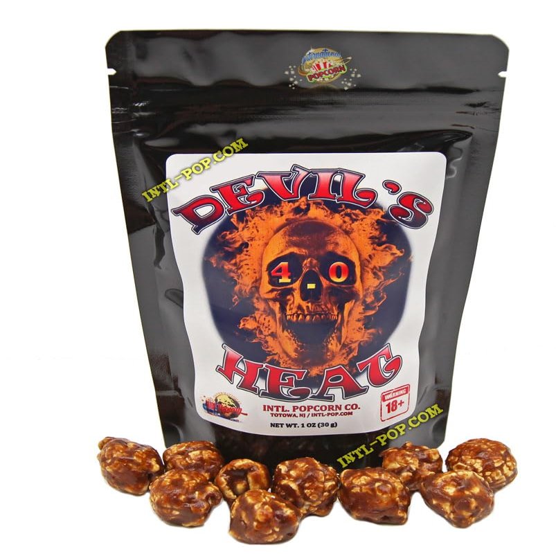 DEVIL'S HEAT 4.0 Challenge  Made with the Hottest Peppers on Earth!  New Caramel Flavor  Now even Hotter! 6M Scoville!  Popcorn Challenge!  Spicy Food Challenge! Can You Finish the Bag?