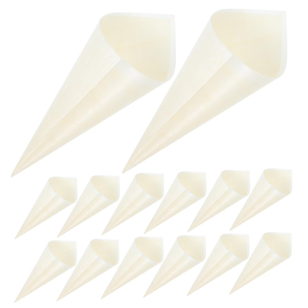 CIYODO 100pcs Wooden Ice Cream Cups Snack Holder Versatile Food Cones for Ice Cream Popcorn Desserts