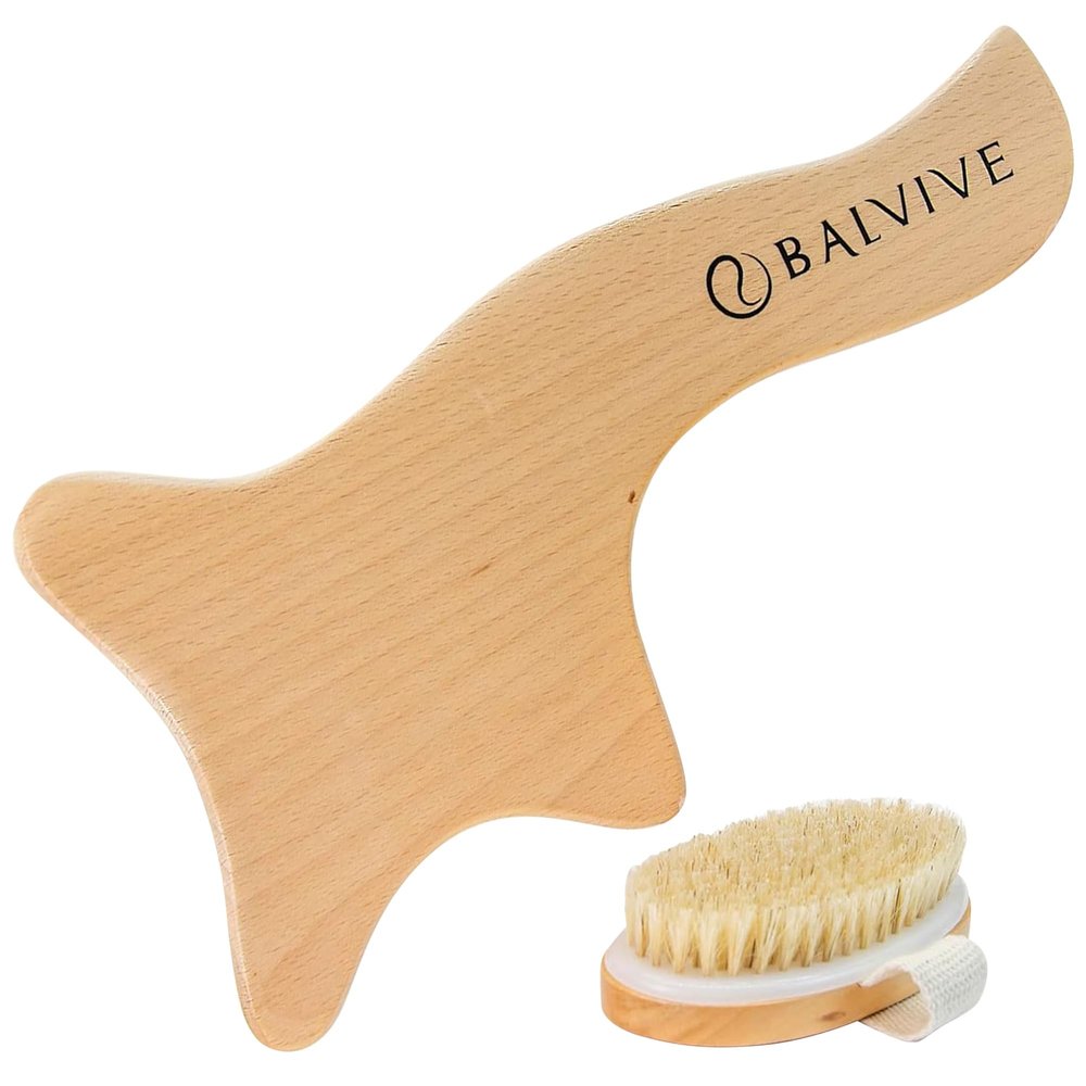 BALVIVE Maderoterapia Wood Massage Tool for Lymphatic Drainage & Dry Brushing Body Brush Set  Natural Bristle & Massager for Exfoliating, Contouring & Body Sculpting Legs, Stomach, Neck, Thighs