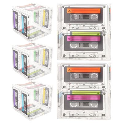WATIIFUFU 5pcs Retro Theme Party Favor Boxes Cassette Tape Design Candy Storage Containers for Music Birthday Decorations Small