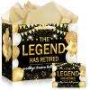 Retirement Gift Bags,The Legend Has Retired&Goodbye Tension Hello Pension with Wrapping Tissue Paper Card for Men Women Retirement,Coworker,Farewell Going Away Party Decorations Supplies Favors Gifts view 1