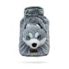 suitmine Hot Water Bottle PVC 2L Leak-Proof with Removable Plush Cute Husky Cover for Pain Relief Hot and Cold Therapy,Hands Feet Abdomen and Neck Warmer,Cord Lock,Grey view 3