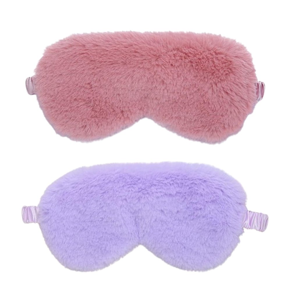 2 PCS Furry Eye Cover Plush Eye Mask Fuzzy Eye Covering Sleep Blindfold Cute Sleep Masks for Women Night Eyeshades Nap Masks