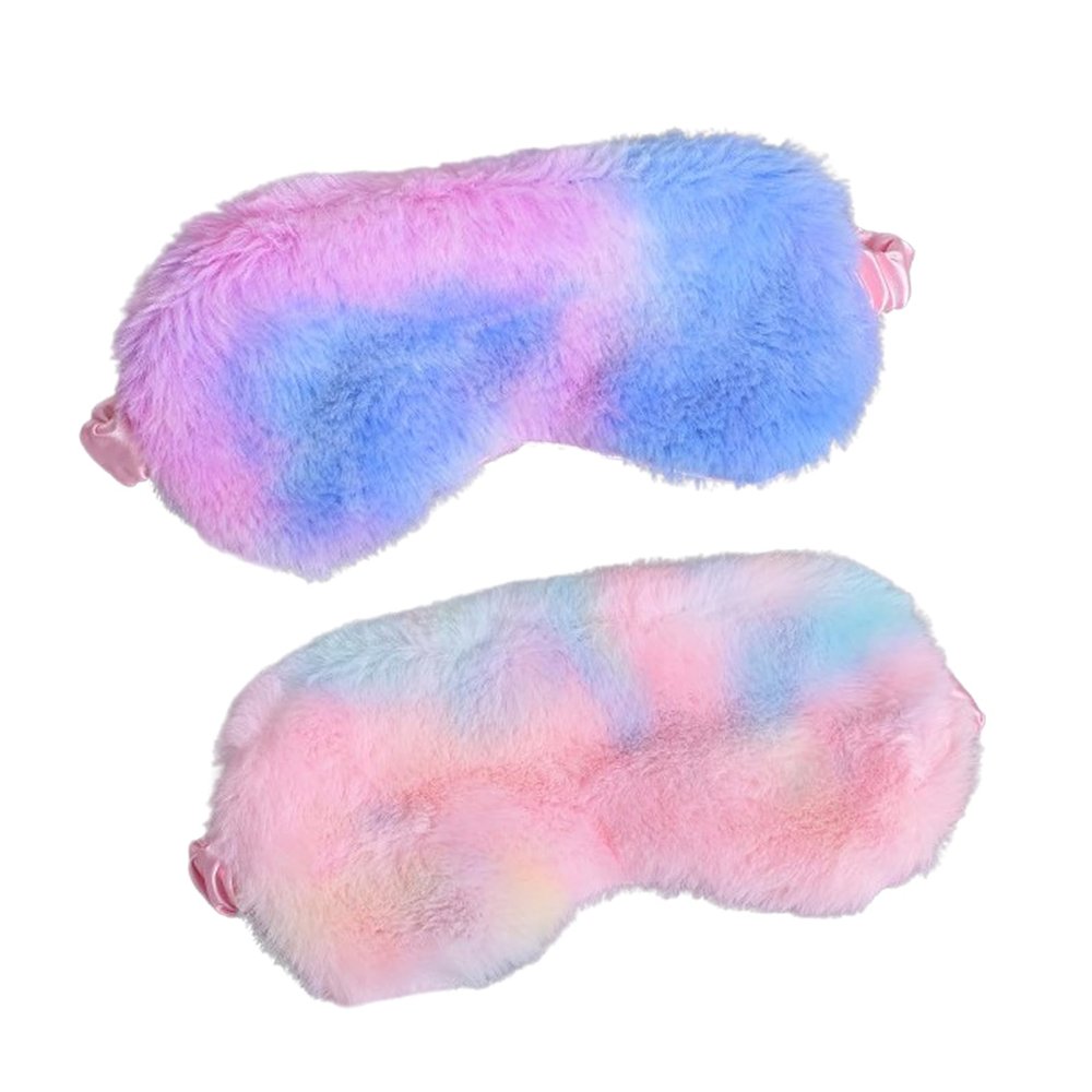 2PCS Plush Eye Mask Furry Eye Cover Fur Sleeping Mask Fuzzy Eye Mask for Sleeping Night Eyeshades Nap Masks Blindfold Full Coverage