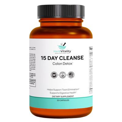 Herb Vitality 15-Day Colon Cleanse Detox & Gut Health Support with Probiotics, Aloe Vera, Licorice Root & Psyllium Husk Supports Digestive, Immune, and Kidney Health for Men & Women (1)