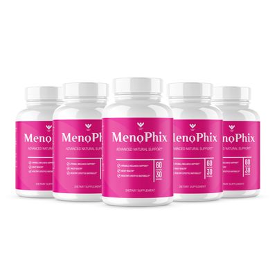 (5 PACK) MenoPhix Menopause Natural Support Capsules - Meno Phix Supplement, Meno Phix Menopause, MenoPhix Supplements for Women Natural Support, MenoPhix Reviews (300 Capsules) 5 Month Supply