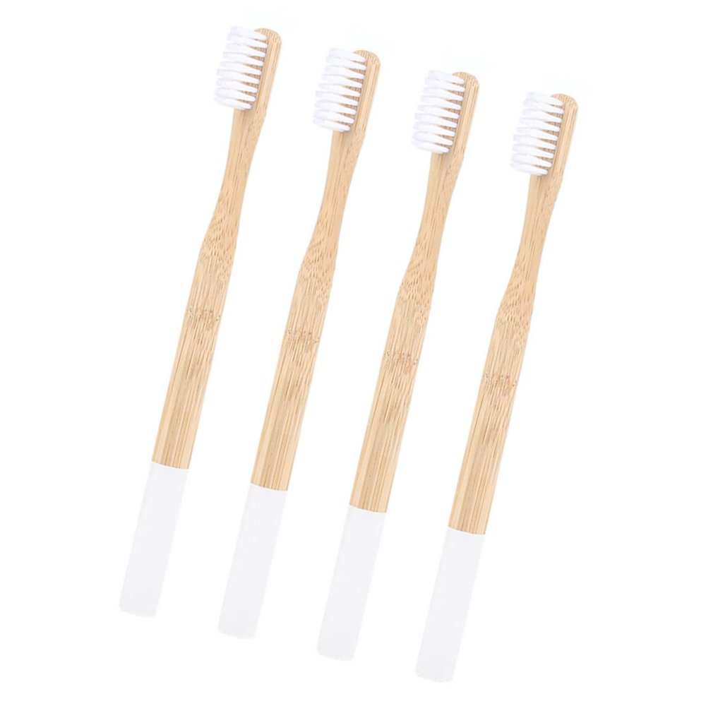 OHPHCALL Adult Toothbrush 4pcs Bamboo Toothbrush Soft Bristles Ergonomic Handle Travel Home Use
