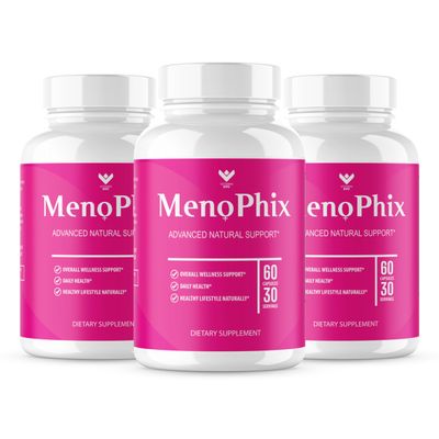 (3 PACK) MenoPhix Menopause Natural Support Capsules - Meno Phix Supplement, Meno Phix Menopause, MenoPhix Supplements for Women Natural Support, MenoPhix Reviews (180 Capsules) 3 Month Supply