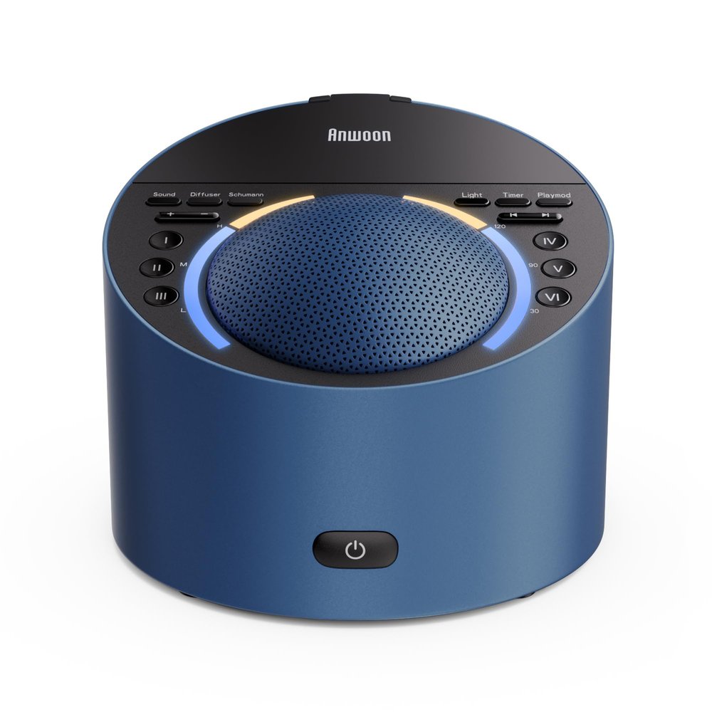 ANWOON Sound Machine & Night Light, Premium Metal Shell with 3inch Speaker Loud Stereo Sound, White Noise Machine &50+ Natural Sounds |Upgradeable System for Sleep, Focus, Relaxation Adults Kids Baby