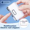 Electric Nail Clipper, 2 in 1 Electric Polishing Automatic Nail Clippers, Electric Nail Trimmers Manicure Nail Cutter, 2 Speed Fingernail Clippers Nail File with Light for Seniors Kids Adults (White) view 3