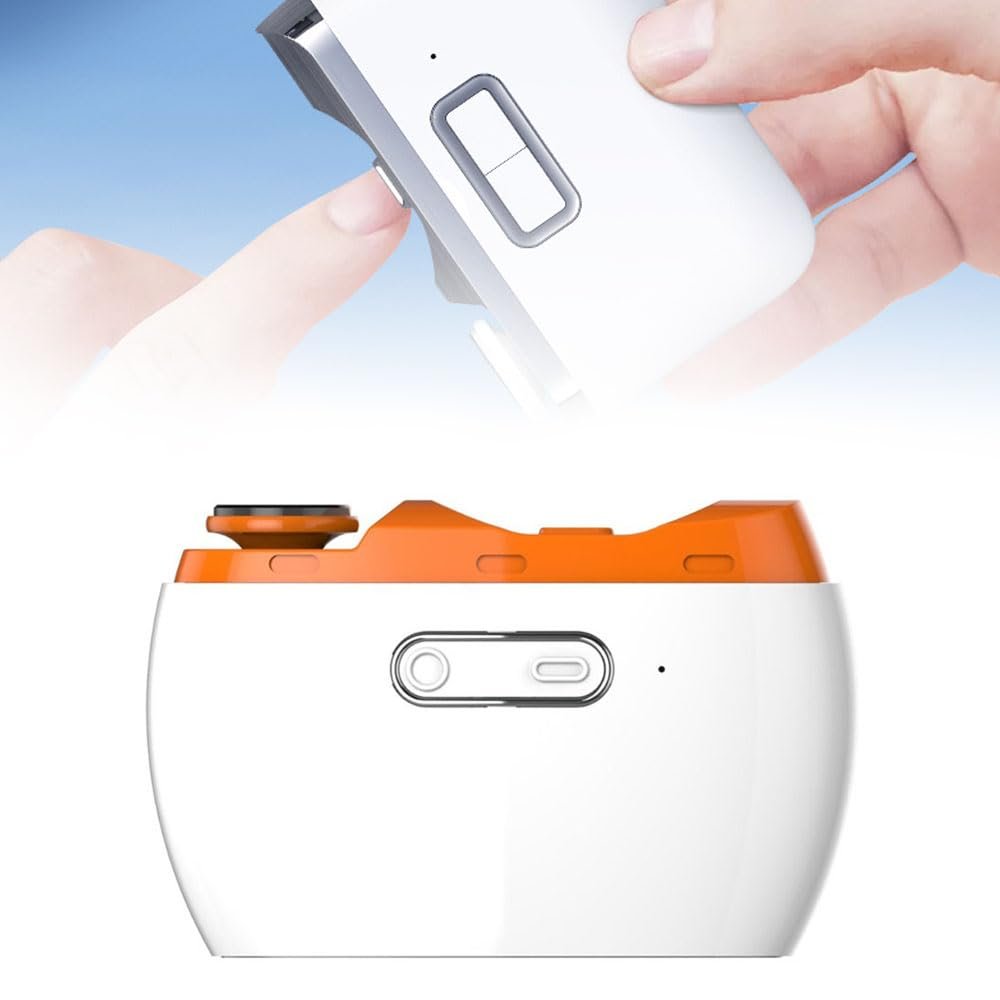 Electric Nail Clipper, 2 in 1 Electric Polishing Automatic Nail Clippers, Electric Nail Trimmers Manicure Nail Cutter, 2 Speed Fingernail Clippers Nail File with Light for Seniors Kids Adults (Orange)