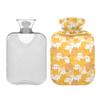 1 L Hot Water Bottle Yellow and White Bear Hot Water Bottle with Cover Soft Velvet Hot Water Bag for Pain Relief Small Hot Water Bottle for Kids Adult view 2