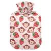 2 L Hot Water Bottle Monkey Strawberry Hot Water Bottle with Cover Soft Velvet Hot Water Bag for Pain Relief Hot Water Bottle for Winter Bed for Hands view 1
