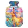 2 L Hot Water Bottle Dragonfly Sprite Flower Bushes Hot Water Bottle with Cover Soft Velvet Hot Water Bag for Pain Relief Hot Water Bottle for Winter Bed for Hands view 1