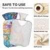 2 L Hot Water Bottle Dragonfly Sprite Flower Bushes Hot Water Bottle with Cover Soft Velvet Hot Water Bag for Pain Relief Hot Water Bottle for Winter Bed for Hands view 3