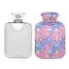 1 L Hot Water Bottle Space Pastel Heart Shaped Planets Hot Water Bottle with Cover Soft Velvet Hot Water Bag for Pain Relief Small Hot Water Bottle for Kids Adult view 2