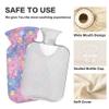 1 L Hot Water Bottle Space Pastel Heart Shaped Planets Hot Water Bottle with Cover Soft Velvet Hot Water Bag for Pain Relief Small Hot Water Bottle for Kids Adult view 3