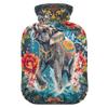 1 L Hot Water Bottle Sea Flower Elephant Hot Water Bottle with Cover Soft Velvet Hot Water Bag for Pain Relief Small Hot Water Bottle for Kids Adult view 1