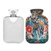 1 L Hot Water Bottle Sea Flower Elephant Hot Water Bottle with Cover Soft Velvet Hot Water Bag for Pain Relief Small Hot Water Bottle for Kids Adult view 2