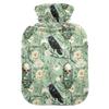 1 L Hot Water Bottle Skull and Bird Flowers Hot Water Bottle with Cover Soft Velvet Hot Water Bag for Pain Relief Small Hot Water Bottle for Kids Adult view 1