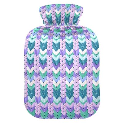 1 L Hot Water Bottle Multicolored Spring Knitted Hot Water Bottle with Cover Soft Velvet Hot Water Bag for Pain Relief Small Hot Water Bottle for Kids Adult