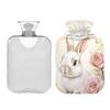 1 L Hot Water Bottle Rabbit and Roses Hot Water Bottle with Cover Soft Velvet Hot Water Bag for Pain Relief Small Hot Water Bottle for Kids Adult view 2