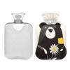 1 L Hot Water Bottle Cute Little Bear Flowers Hot Water Bottle with Cover Soft Velvet Hot Water Bag for Pain Relief Small Hot Water Bottle for Kids Adult view 2