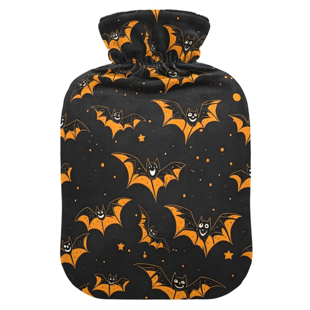 1 L Hot Water Bottle Bat Hot Water Bottle with Cover Soft Velvet Hot Water Bag for Pain Relief Small Hot Water Bottle for Kids Adult