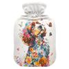 1 L Hot Water Bottle Dog and Flower Hot Water Bottle with Cover Soft Velvet Hot Water Bag for Pain Relief Small Hot Water Bottle for Kids Adult view 1