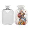 1 L Hot Water Bottle Dog and Flower Hot Water Bottle with Cover Soft Velvet Hot Water Bag for Pain Relief Small Hot Water Bottle for Kids Adult view 2